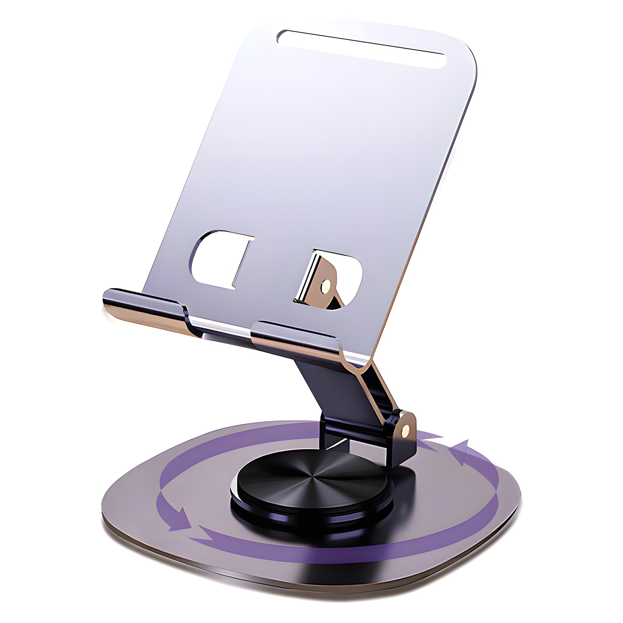 360°Rotating Phone Holder for Desk, Portable & Foldable Cell Phone Stand for Office & Kitchen, Adjustable Tablet Stand for All Mobile Phones, iPhone, iPad, Nintendo Switch - Metal