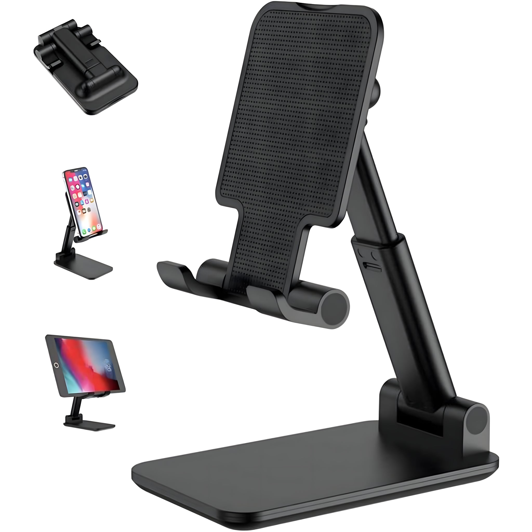 Phone Holder 360 Degree Stand Handphone Folding Dekstop Liftable Foldable - Black
