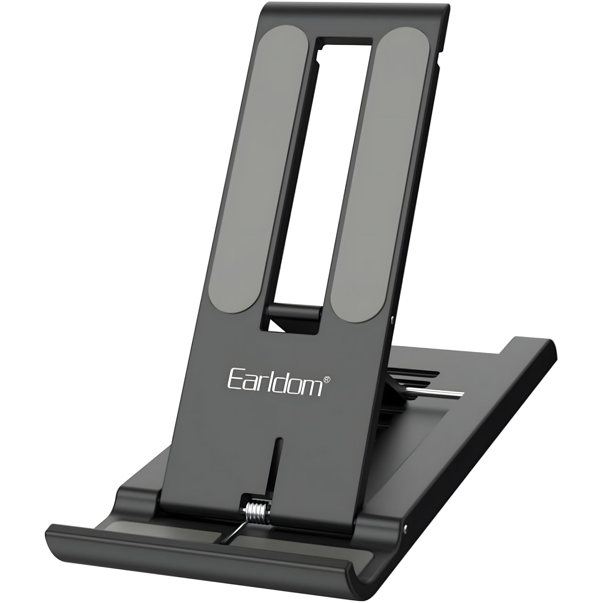 Mobile Phone Stand Holder Foldable Earldom ET-EH161 Desktop Adjustable Aluminum Alloy Premium Smartphone Stand Foldable With Multi Angle Tablet Stand - Black