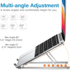 Laptop Stand/Holder - Adjustable Aluminum Alloy Foldable Laptop Stand - Portable Laptop Stand Foldable Aluminum Alloy Laptop Riser - Adjustable Height - Anti Slip & Sturdy with silicone pads - Compatible With 10 To 15.6 Inches Laptops