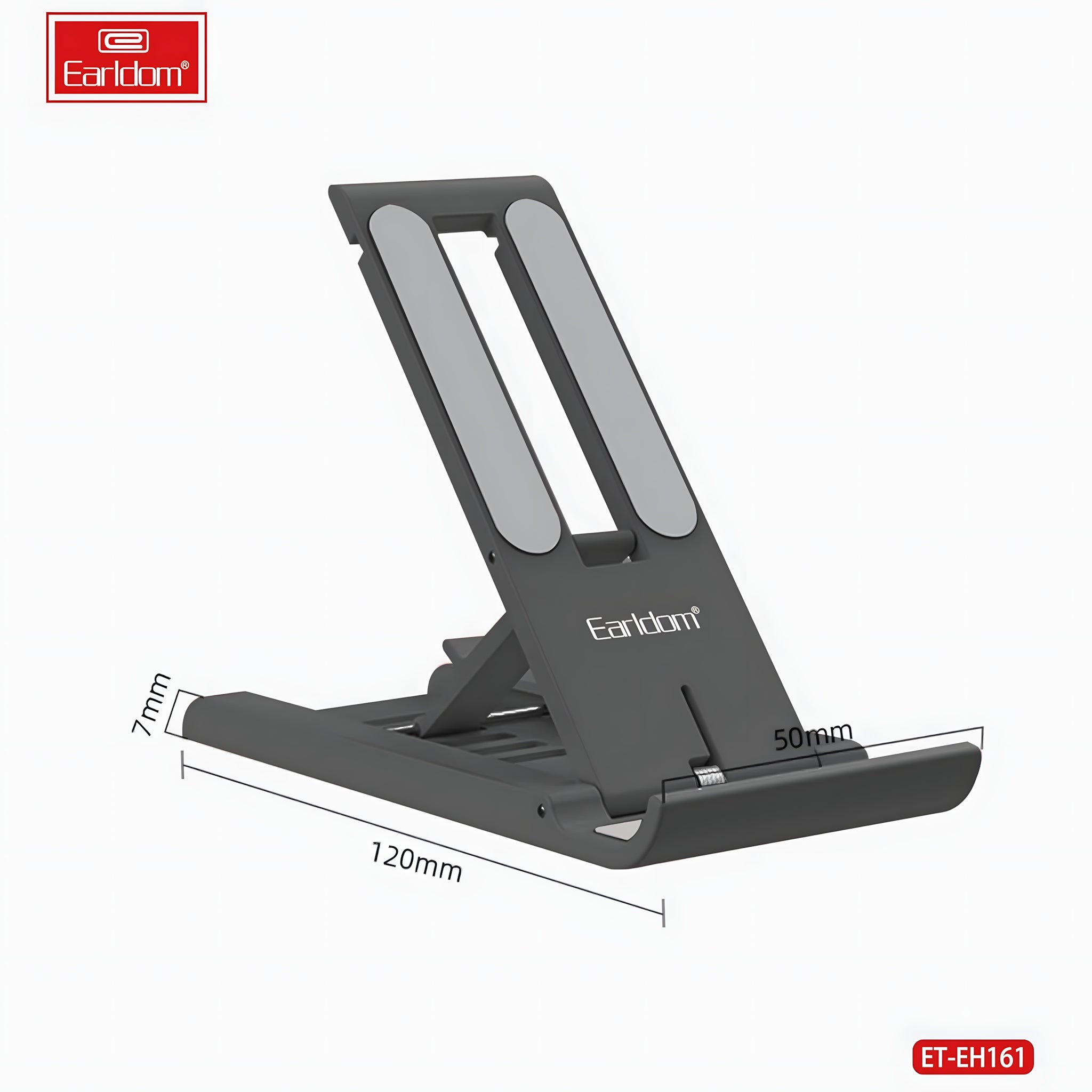 Mobile Phone Stand Holder Foldable Earldom ET-EH161 Desktop Adjustable Aluminum Alloy Premium Smartphone Stand Foldable With Multi Angle Tablet Stand - Black