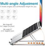 Laptop Stand/Holder - Adjustable Aluminum Alloy Foldable Laptop Stand - Portable Laptop Stand Foldable Aluminum Alloy Laptop Riser - Adjustable Height - Anti Slip & Sturdy with silicone pads - Compatible With 10 To 15.6 Inches Laptops