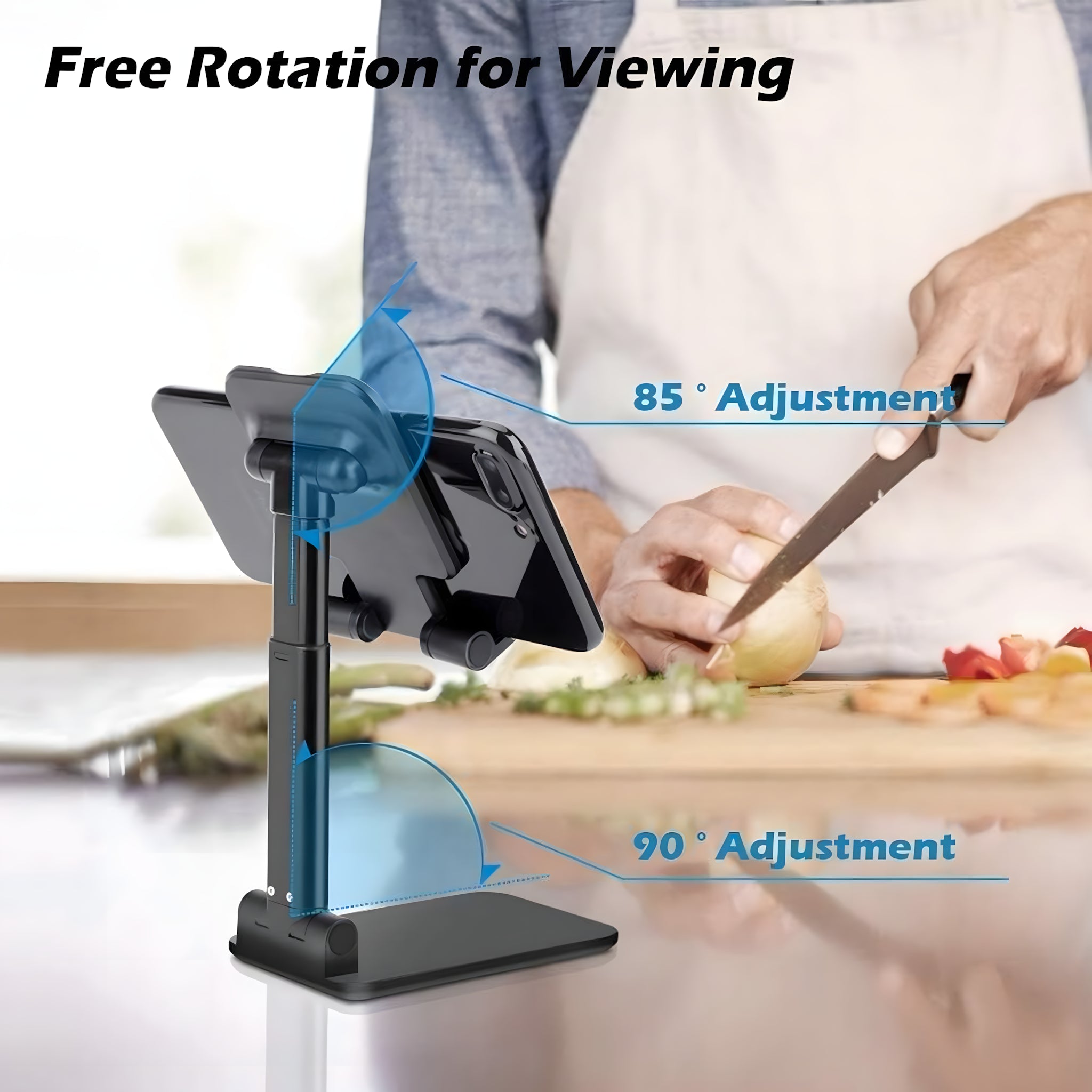 Phone Holder 360 Degree Stand Handphone Folding Dekstop Liftable Foldable - Black