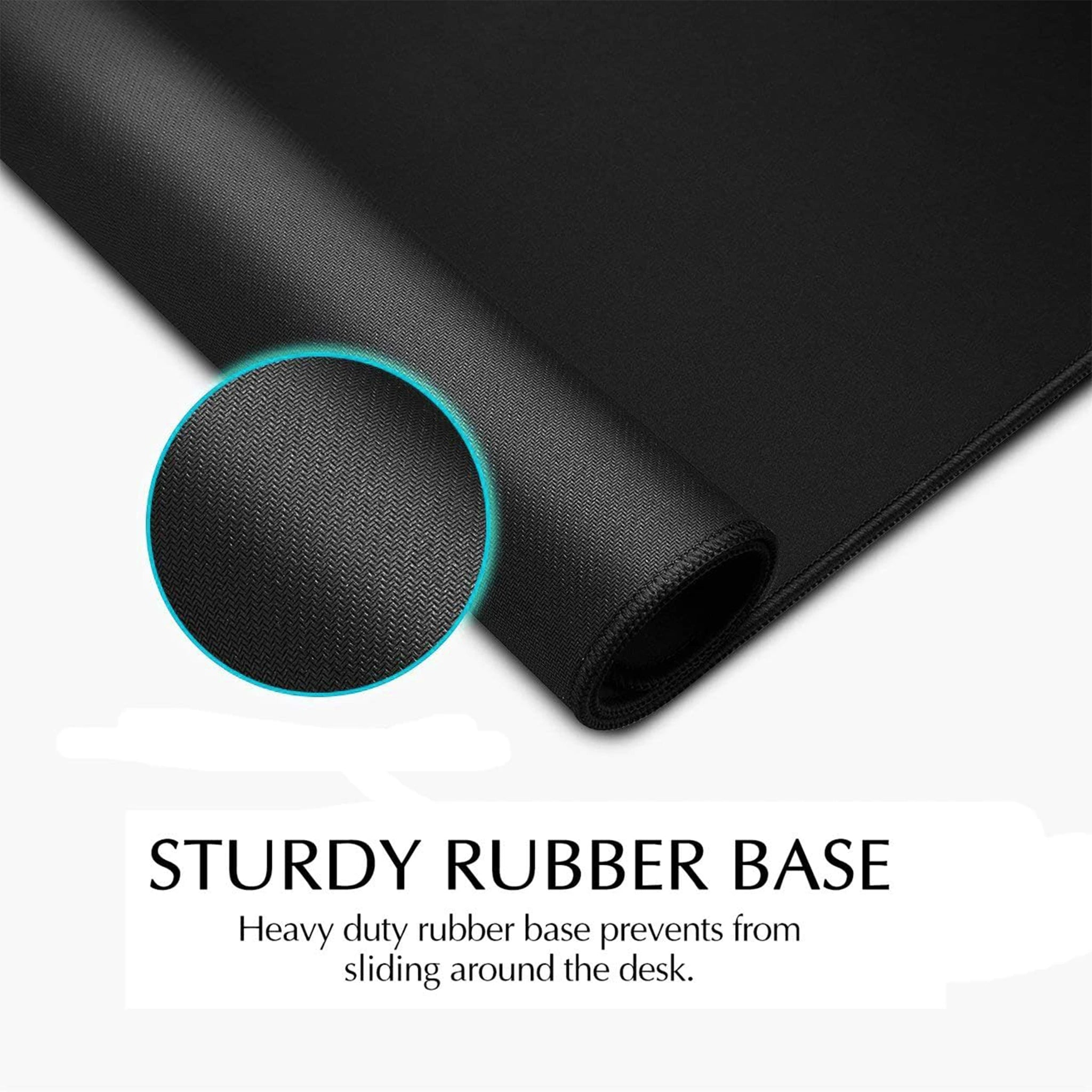 Gaming Mouse Pad Large Thick Extended Mouse Mat Non-Slip Spill-Resistant Desk Pad with Special-Textured Surface, Anti-Fray Stitched Edges for Keyboard, PC - Black