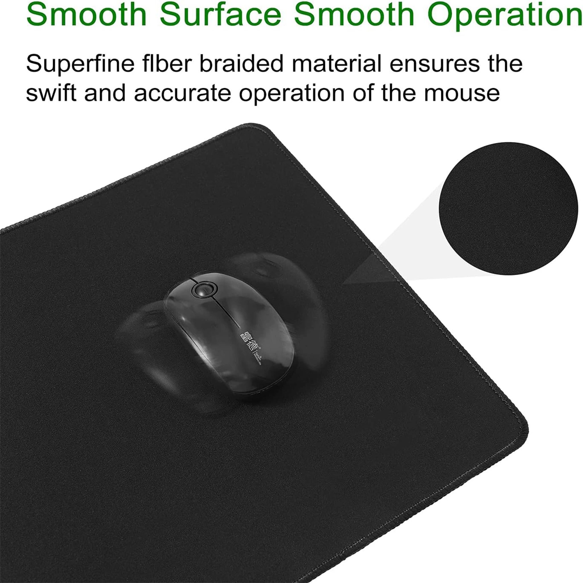 Gaming Mouse Pad Large Thick Extended Mouse Mat Non-Slip Spill-Resistant Desk Pad with Special-Textured Surface, Anti-Fray Stitched Edges for Keyboard, PC - Black