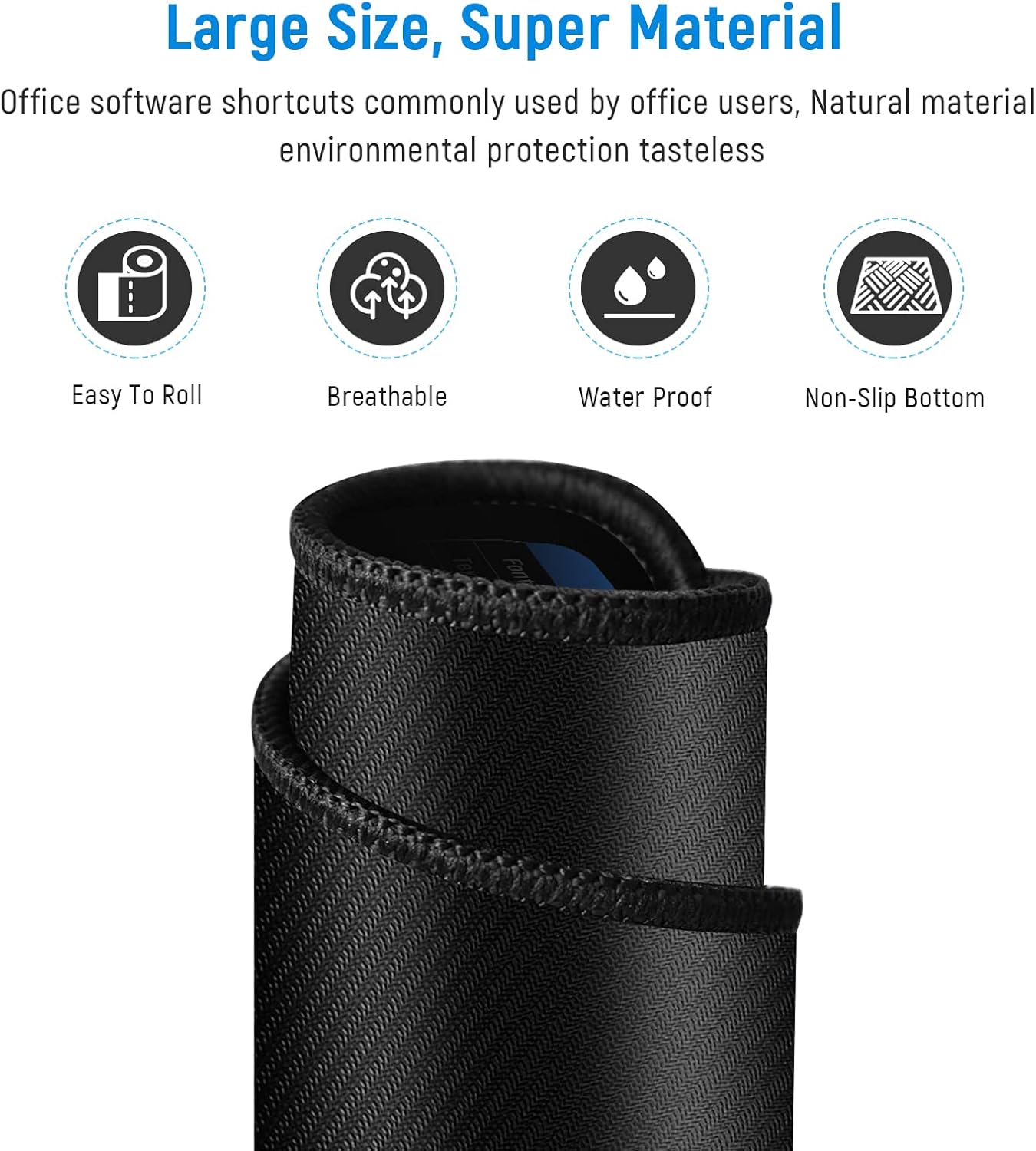 Large Gaming Mouse Pad Office Software Excel Shortcuts Mousepad, Non-Slip Desk Mat with Office Software Shortcuts Pattern, Mousepad with Personalized Design Extended For Office Users