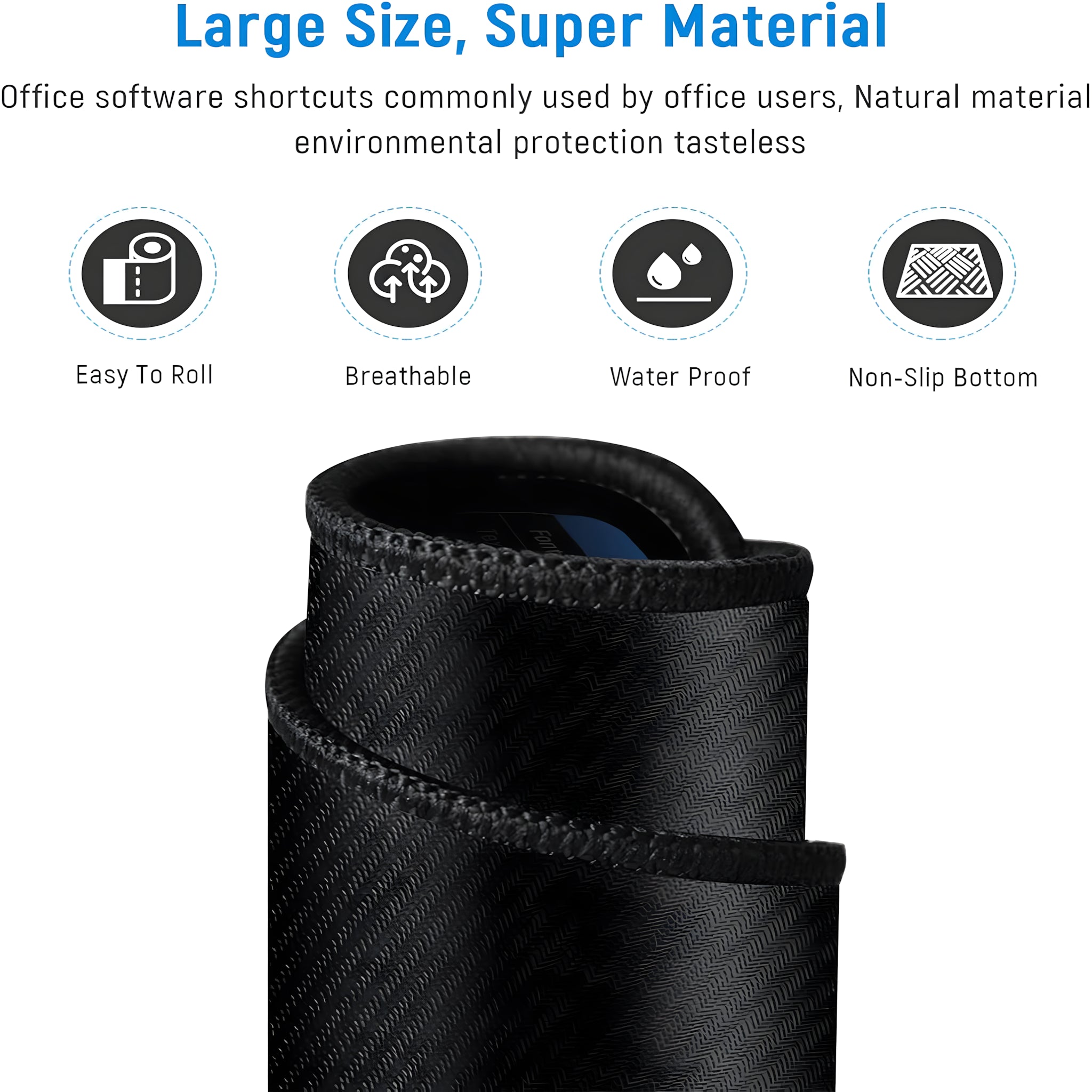 Large Gaming Mouse Pad Office Software Excel Shortcuts Mousepad, Non-Slip Desk Mat with Office Software Shortcuts Pattern, Mousepad with Personalized Design Extended For Office Users