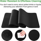 Gaming Mouse Pad Large Thick Extended Mouse Mat Non-Slip Spill-Resistant Desk Pad with Special-Textured Surface, Anti-Fray Stitched Edges for Keyboard, PC - Black