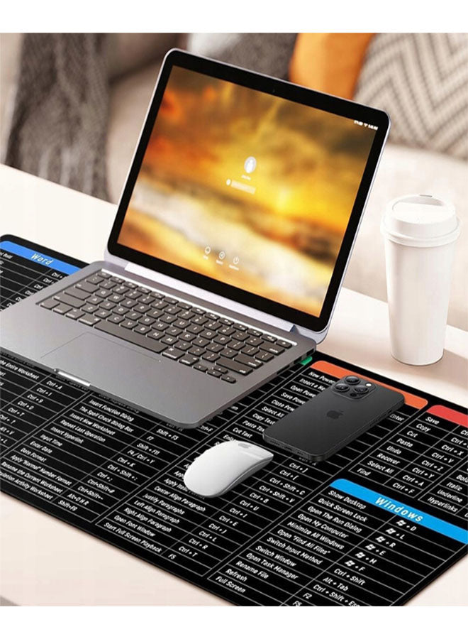 Large Gaming Mouse Pad Office Software Excel Shortcuts Mousepad, Non-Slip Desk Mat with Office Software Shortcuts Pattern, Mousepad with Personalized Design Extended For Office Users