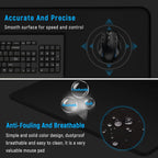 Gaming Mouse Pad Large Thick Extended Mouse Mat Non-Slip Spill-Resistant Desk Pad with Special-Textured Surface, Anti-Fray Stitched Edges for Keyboard, PC - Black
